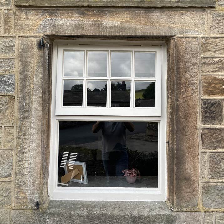 old wooden casement window