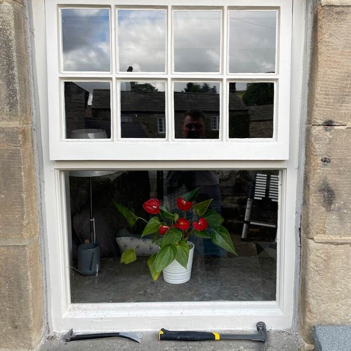 old wooden casement window