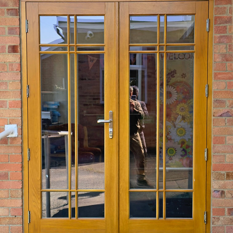 Stained Oak Entrance Door, Princes Risborough Baptist Church. Woodcraft Windows