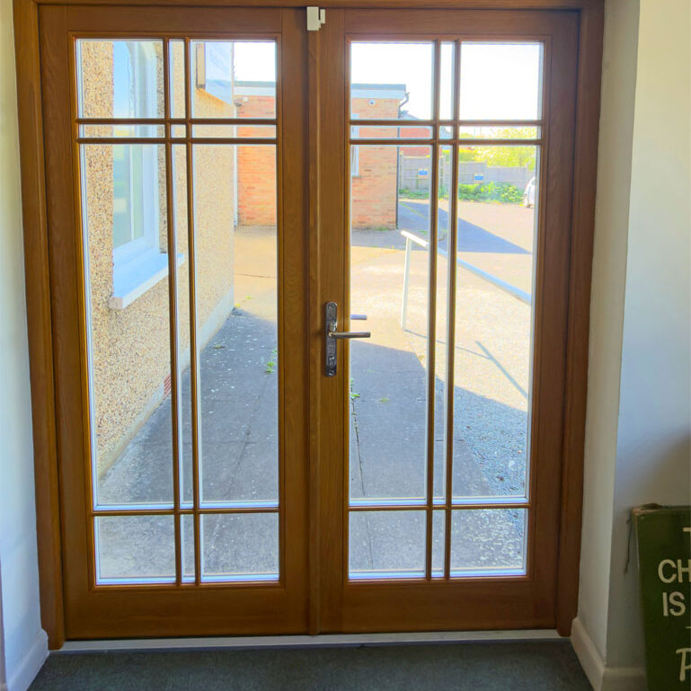 Stained Oak Entrance Door, Princes Risborough Baptist Church. Woodcraft Windows