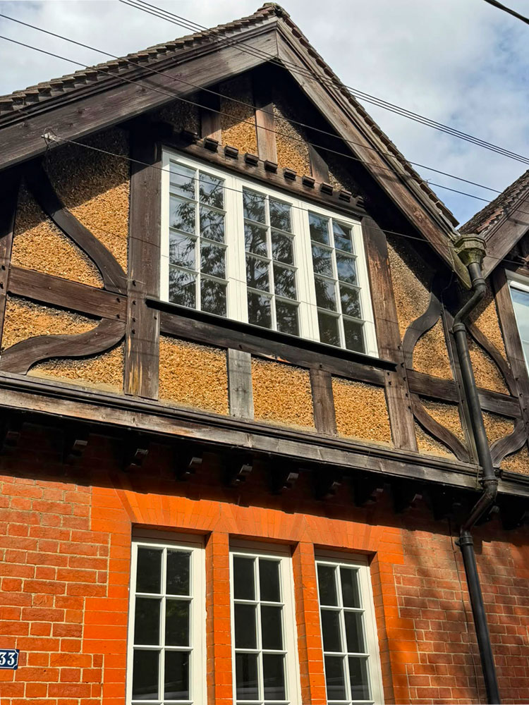 Exterior view of both sets of new timber casement windows Timber Casement Windows in Conservation Area, Devizes. Woodcraft Windows