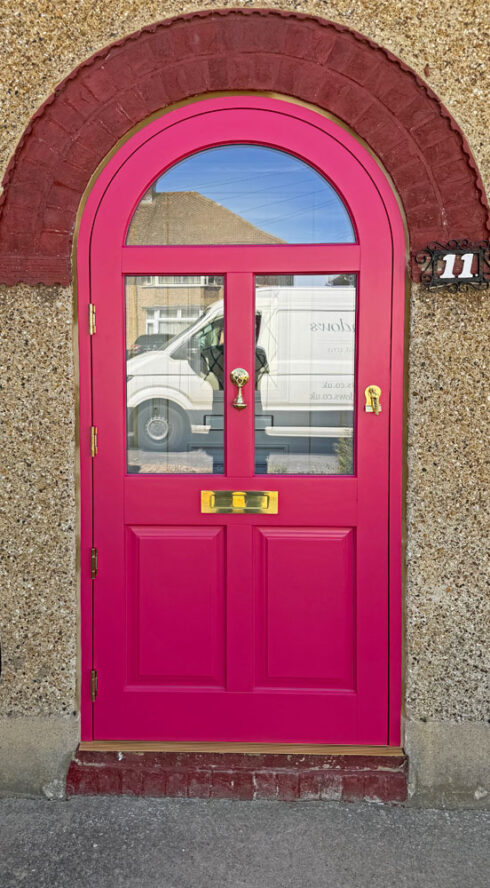 Bespoke Arched Wooden Front Door, Headington, Oxford. Woodcraft Windows